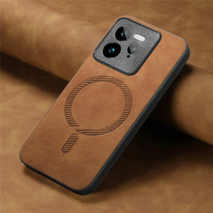 For Realme GT 7 Pro 5G Leather Back Case Compatible with MagSafe Skin-touch Phone Cover