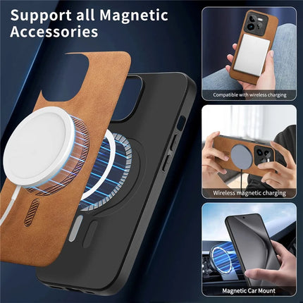 For Realme GT 7 Pro 5G Leather Back Case Compatible with MagSafe Skin-touch Phone Cover