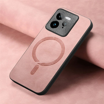 For Realme GT 7 Pro 5G Leather Back Case Compatible with MagSafe Skin-touch Phone Cover