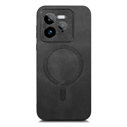 For Realme GT 7 Pro 5G Leather Back Case Compatible with MagSafe Skin-touch Phone Cover - Black