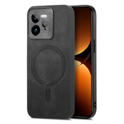 For Realme GT 7 Pro 5G Leather Back Case Compatible with MagSafe Skin-touch Phone Cover