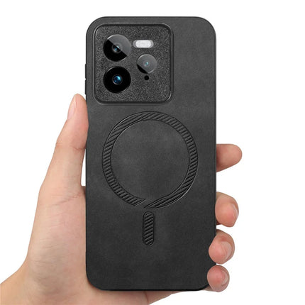 For Realme GT 7 Pro 5G Leather Back Case Compatible with MagSafe Skin-touch Phone Cover