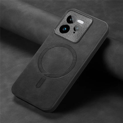 For Realme GT 7 Pro 5G Leather Back Case Compatible with MagSafe Skin-touch Phone Cover
