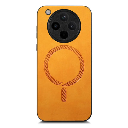 For Oppo Find X8 5G Leather Back Case Compatible with MagSafe Skin-touch Phone Cover - Yellow