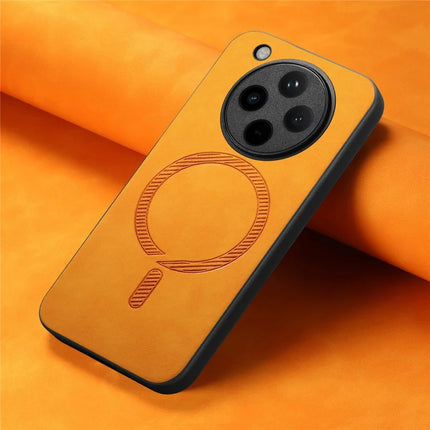 For Oppo Find X8 5G Leather Back Case Compatible with MagSafe Skin-touch Phone Cover