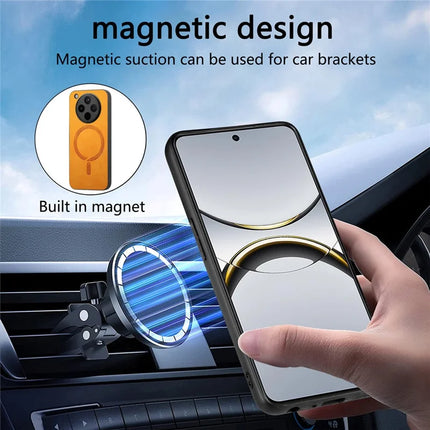 For Oppo Find X8 5G Leather Back Case Compatible with MagSafe Skin-touch Phone Cover