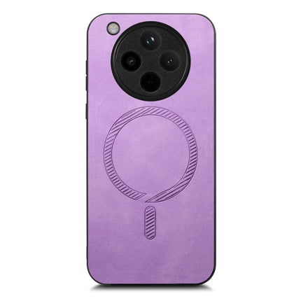 For Oppo Find X8 5G Leather Back Case Compatible with MagSafe Skin-touch Phone Cover - Purple