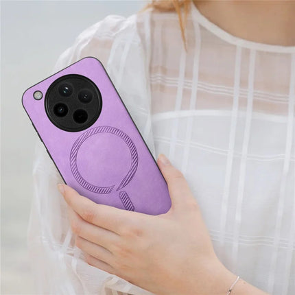 For Oppo Find X8 5G Leather Back Case Compatible with MagSafe Skin-touch Phone Cover