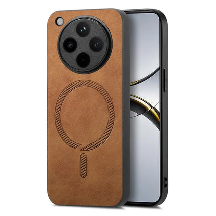 For Oppo Find X8 5G Leather Back Case Compatible with MagSafe Skin-touch Phone Cover