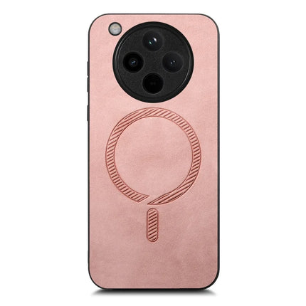 For Oppo Find X8 5G Leather Back Case Compatible with MagSafe Skin-touch Phone Cover - Pink