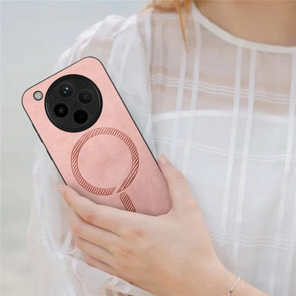 For Oppo Find X8 5G Leather Back Case Compatible with MagSafe Skin-touch Phone Cover
