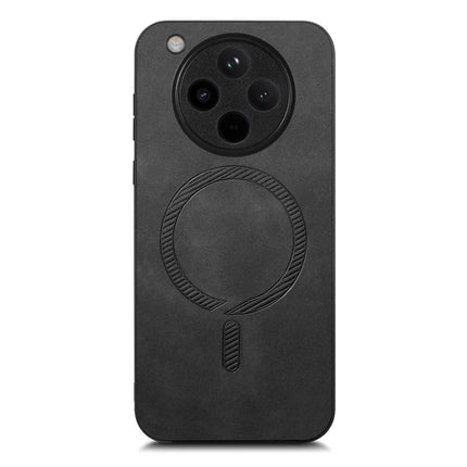 For Oppo Find X8 5G Leather Back Case Compatible with MagSafe Skin-touch Phone Cover - Black