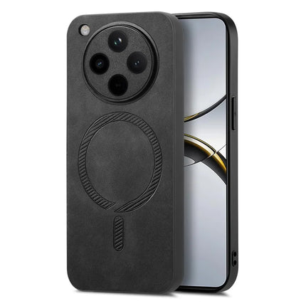 For Oppo Find X8 5G Leather Back Case Compatible with MagSafe Skin-touch Phone Cover