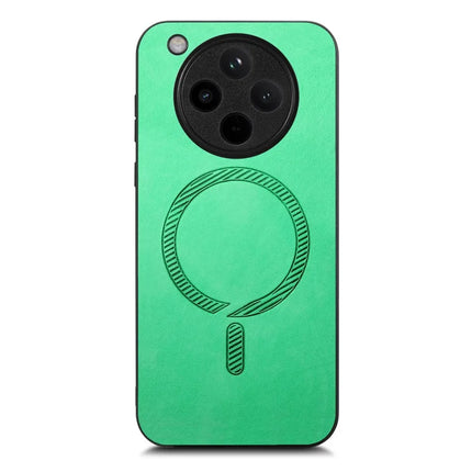 For Oppo Find X8 5G Leather Back Case Compatible with MagSafe Skin-touch Phone Cover - Green
