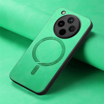 For Oppo Find X8 5G Leather Back Case Compatible with MagSafe Skin-touch Phone Cover