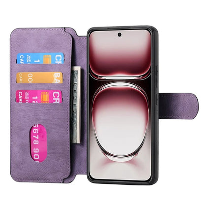 For Oppo Reno12 5G (Global) Case CASENEO Detachable Magnetic RFID Block Leather Phone Wallet Cover - Purple