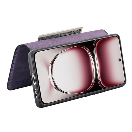 For Oppo Reno12 5G (Global) Case CASENEO Detachable Magnetic RFID Block Leather Phone Wallet Cover - Purple