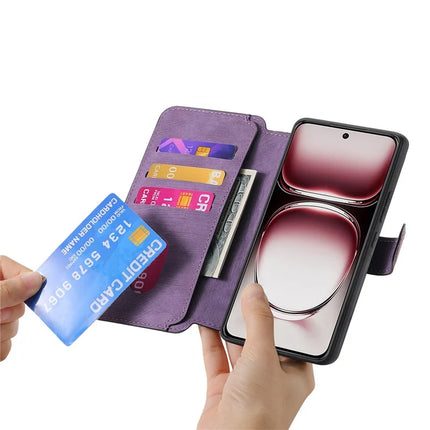 For Oppo Reno12 5G (Global) Case CASENEO Detachable Magnetic RFID Block Leather Phone Wallet Cover - Purple