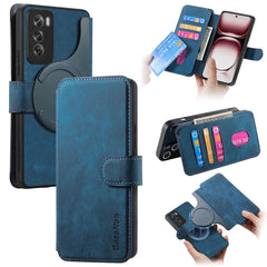 For Oppo Reno12 5G (Global) Case CASENEO Detachable Magnetic RFID Block Leather Phone Wallet Cover - Dark Blue