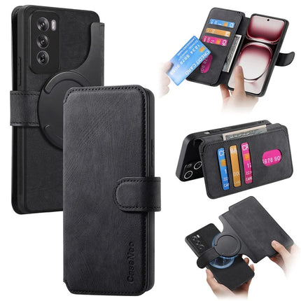 For Oppo Reno12 5G (Global) Case CASENEO Detachable Magnetic RFID Block Leather Phone Wallet Cover - Black