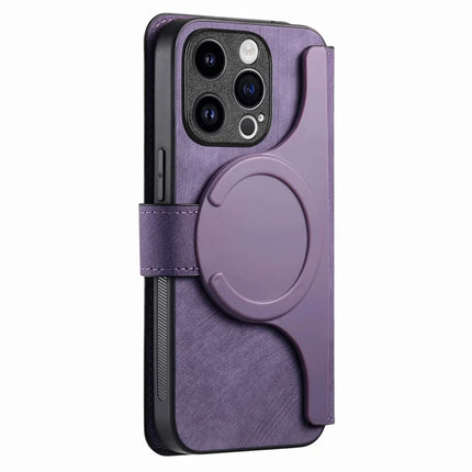 For iPhone 15 Pro Max Case CASENEO Detachable Magnetic RFID Block Leather Phone Wallet Cover - Purple
