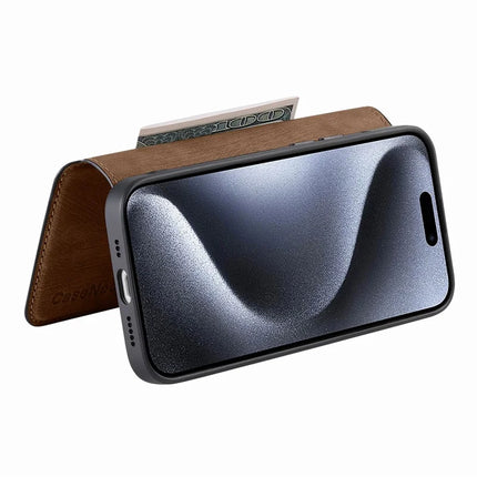 For iPhone 15 Pro Max Case CASENEO Detachable Magnetic RFID Block Leather Phone Wallet Cover
