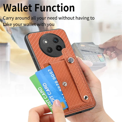 For Honor X60 Pro 5G Case Carbon Fiber Texture Leather Phone Back Cover with Card Holder