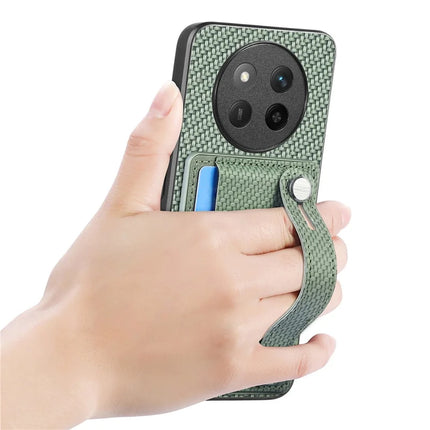 For Honor X60 Pro 5G Case Carbon Fiber Texture Leather Phone Back Cover with Card Holder
