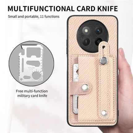 For Honor X60 Pro 5G Case Carbon Fiber Texture Leather Phone Back Cover with Card Holder