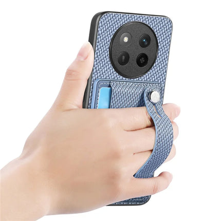 For Honor X60 Pro 5G Case Carbon Fiber Texture Leather Phone Back Cover with Card Holder