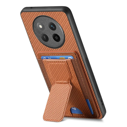 For Honor X60 Pro 5G Case with Card Holder Kickstand Fiber Pattern Leather Back Cover