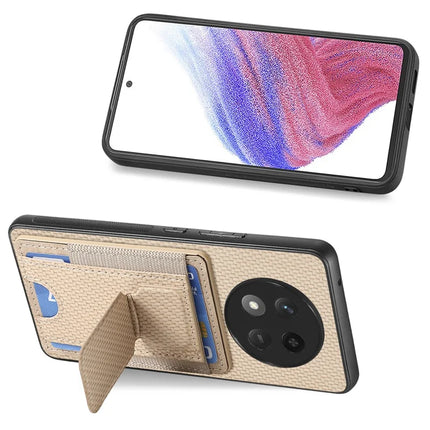 For Honor X60 Pro 5G Case with Card Holder Kickstand Fiber Pattern Leather Back Cover