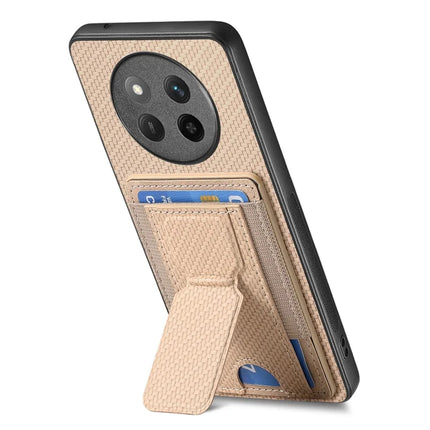 For Honor X60 Pro 5G Case with Card Holder Kickstand Fiber Pattern Leather Back Cover