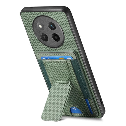 For Honor X60 Pro 5G Case with Card Holder Kickstand Fiber Pattern Leather Back Cover