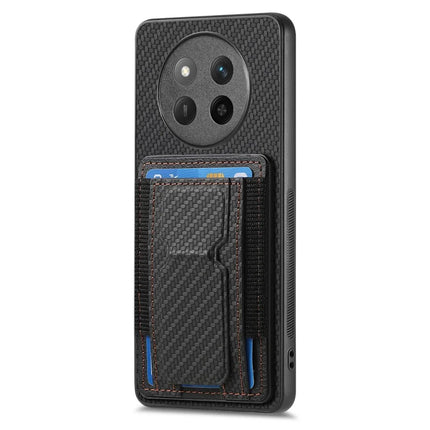 For Honor X60 Pro 5G Case with Card Holder Kickstand Fiber Pattern Leather Back Cover