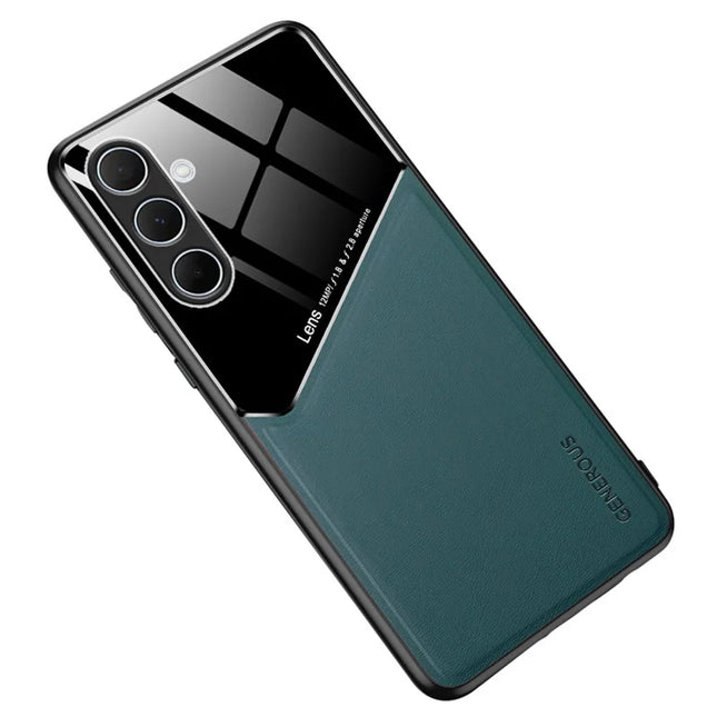 For Samsung Galaxy A36 5G Case Leather Coated PC+TPU Phone Back Cover - Green