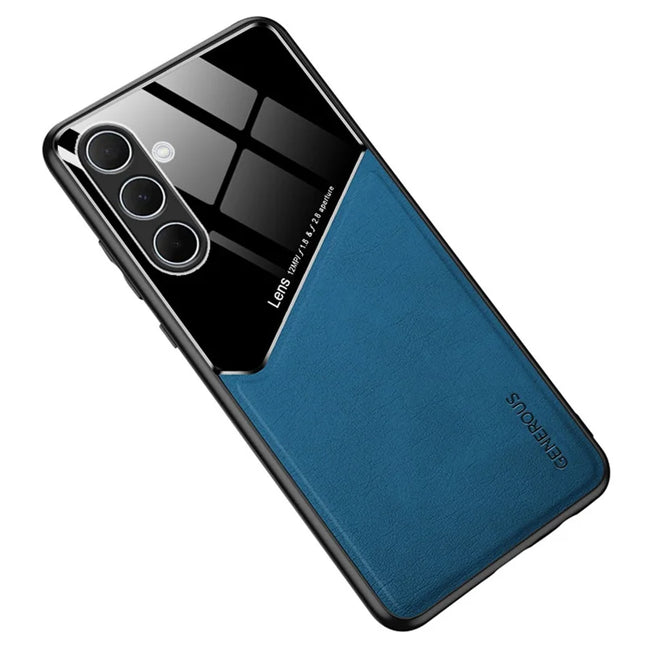For Samsung Galaxy A36 5G Case Leather Coated PC+TPU Phone Back Cover - Blue
