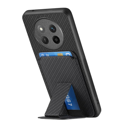 For Honor X60 Pro 5G Case Card Holder Carbon Fiber Texture Leather Coated TPU Phone Cover