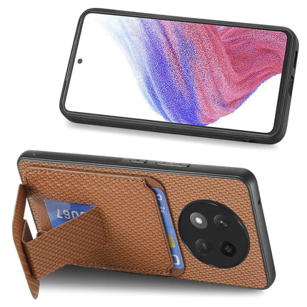For Honor X60 Pro 5G Case Card Holder Carbon Fiber Texture Leather Coated TPU Phone Cover