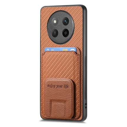 For Honor X60 Pro 5G Case Card Holder Carbon Fiber Texture Leather Coated TPU Phone Cover
