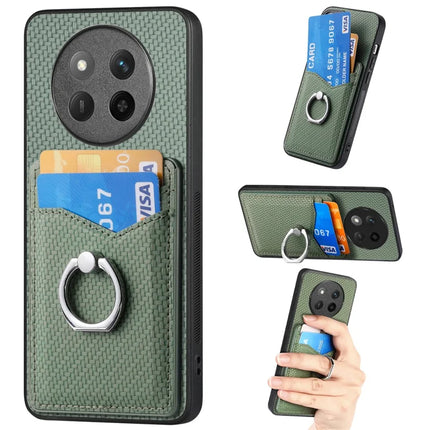 For Honor X60 Pro 5G Case Card Slots Ring Holder Kickstand Phone Cover - Green