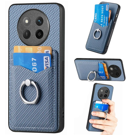 For Honor X60 Pro 5G Case Card Slots Ring Holder Kickstand Phone Cover - Blue