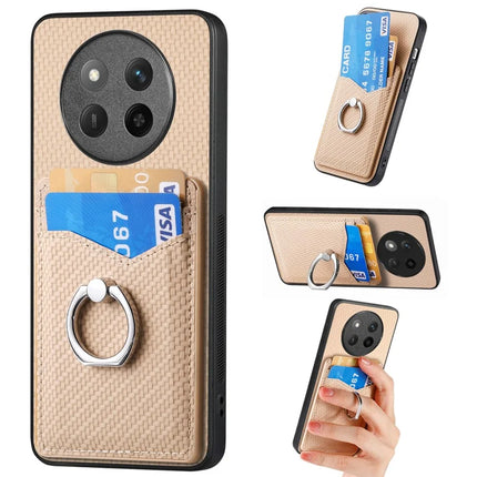 For Honor X60 Pro 5G Case Card Slots Ring Holder Kickstand Phone Cover - Apricot