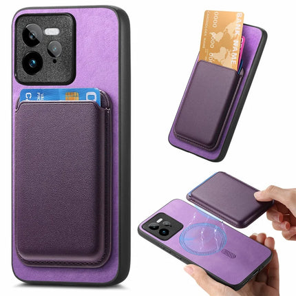 For Realme GT 7 Pro 5G Case Detachable Magnetic Card Bag Leather Phone Back Cover - Purple