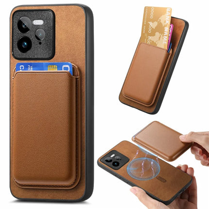 For Realme GT 7 Pro 5G Case Detachable Magnetic Card Bag Leather Phone Back Cover - Brown