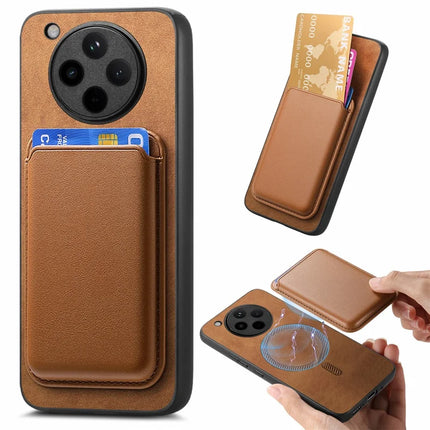 For Oppo Find X8 5G Case Detachable Magnetic Card Bag Leather Phone Back Cover - Brown