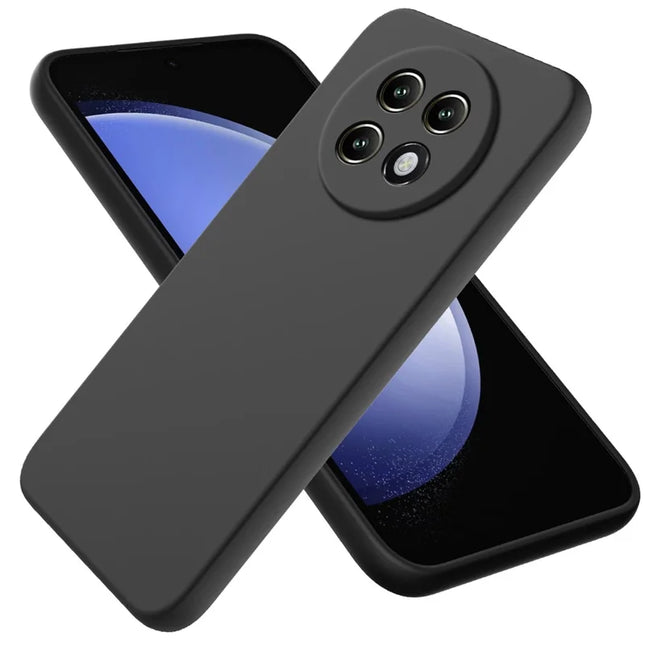 For Realme P1 Speed 5G Case Liquid Silicone Phone Back Cover with Hand Strap - Black
