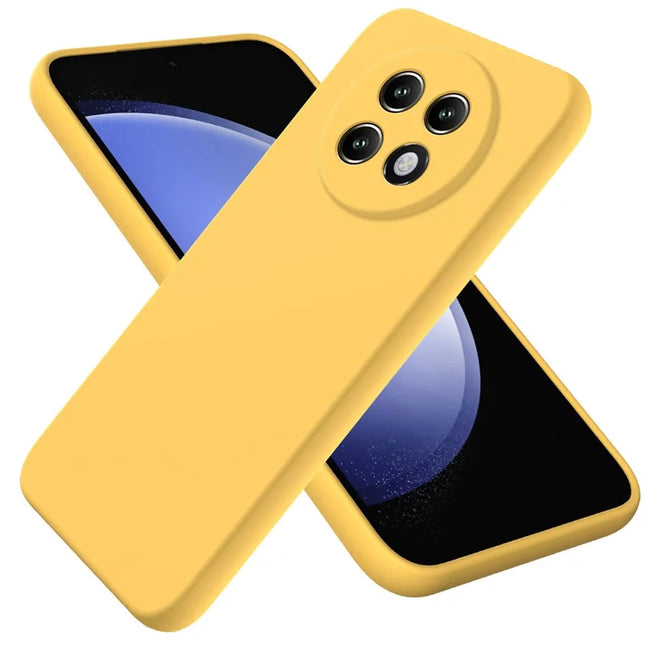 For Realme P1 Speed 5G Case Liquid Silicone Phone Back Cover with Hand Strap - Yellow
