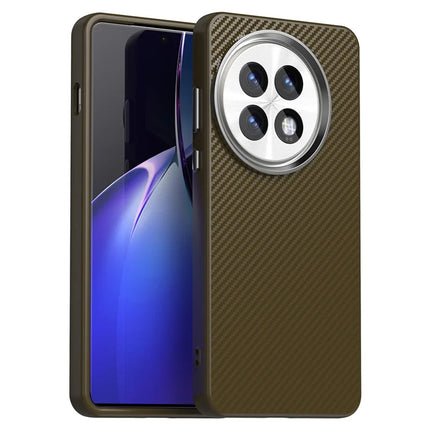 For OnePlus 13 Case Hybrid Phone Back Cover Carbon Fiber Texture - Brown