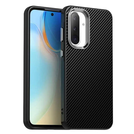 For Samsung Galaxy A36 5G Case Hybrid Phone Back Cover Carbon Fiber Texture - Black
